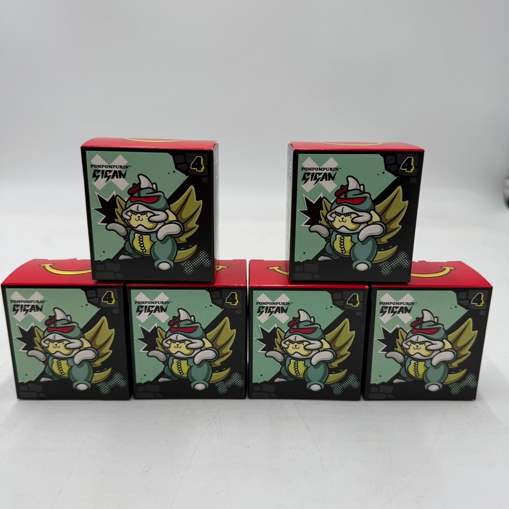 2026 McDonalds Hello Kitty Pompompurin x Gigan Godzilla Happy Meal Lot 6pc